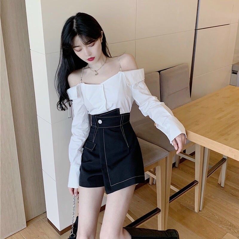 Quần giả váy đắp chéo lệch tà Chỉ nổi CAO CẤP