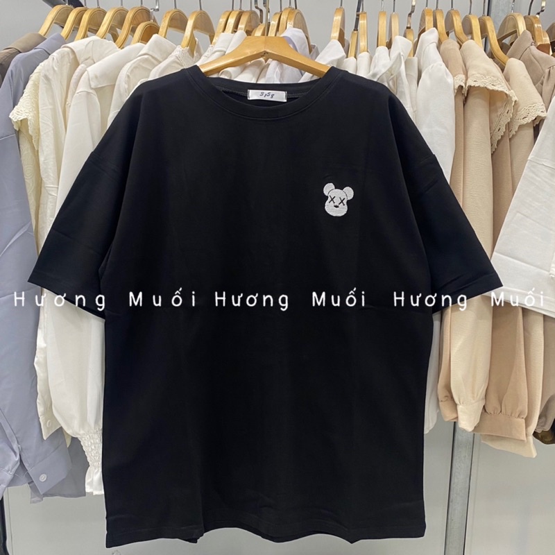 Áo thun 3158 thêu hình đơn giản - ảnh thật chất thun mặt tuyết