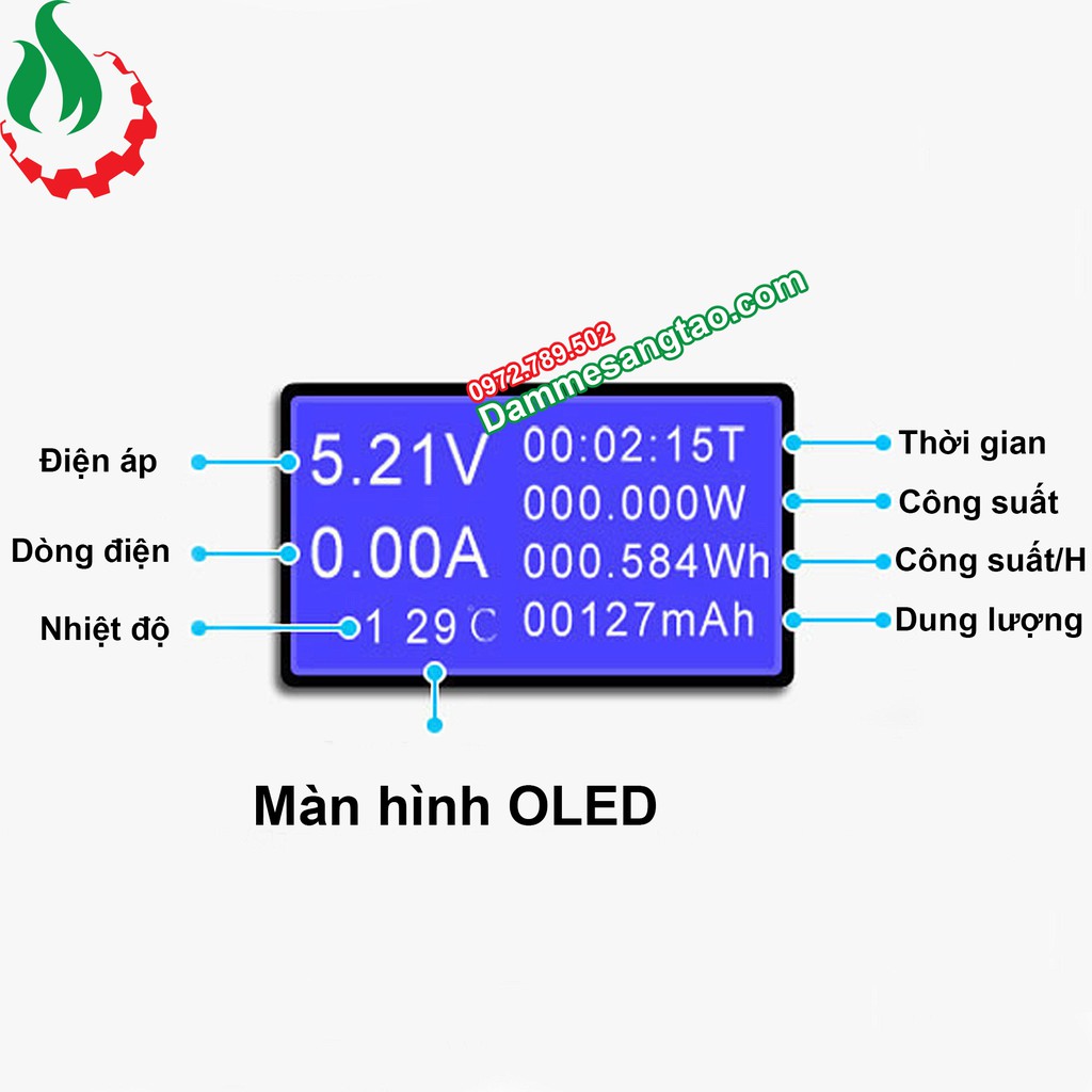 DMST Usb Test đo điện áp, dòng điện, dung lượng pin, công suất, nhiệt độ