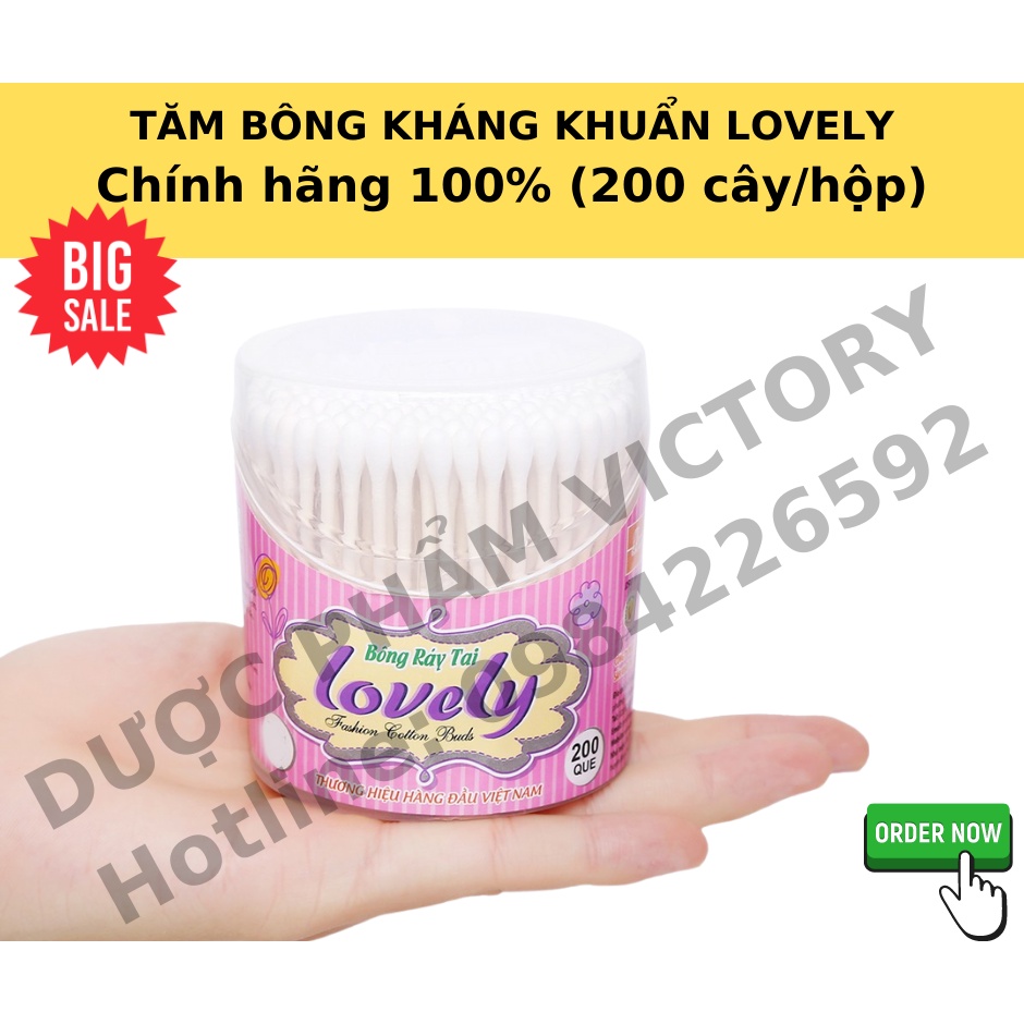 [ship nhanh]Tăm Bông Ráy Tai Lovely kháng khuẩn, loại tốt (200 cây/hộp)