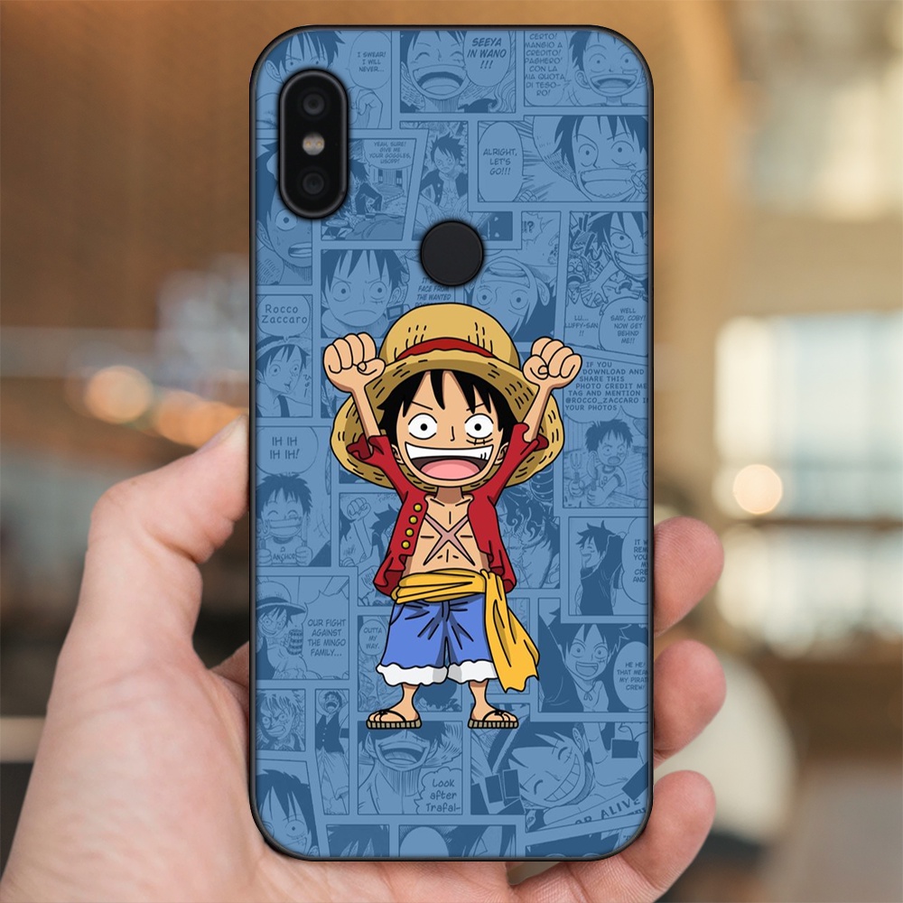Ốp lưng Xiaomi Redmi Note 6 Pro viền đen in hình Luffy One Piece