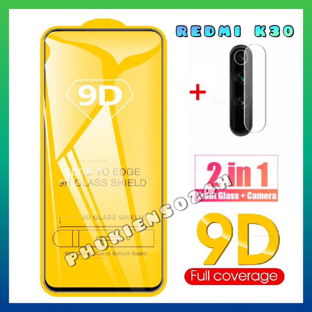 Kính cường lực Full màn 9D cho xiaomi Redmi K30 + Dán bảo vệ Camera redmi K30