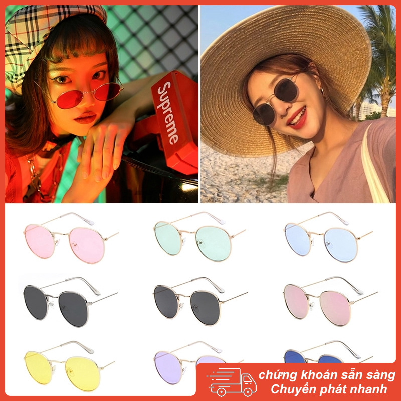 Kính râm tròn cổ điển Phụ nữ Shades Kính râm dành cho nam Vintage Kim loại tròn Evolve Phong cách Kính mắt Khung ống kính Ocean Ocean