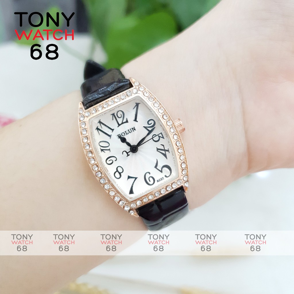 Đồng hồ nữ dây da đeo tay bầu dục đá viền vàng chính hãng Bolun thời trang đẹp giá rẻ | BigBuy360 - bigbuy360.vn