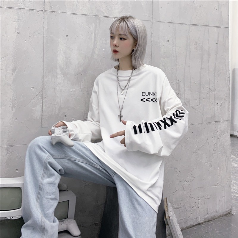 Áo thun tay dài form rộng EUNXX NEKO.SG, Áo thun Streetwear Ulzzang SWT59
