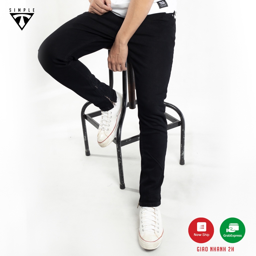 Quần Jean Nam Đen Trơn TSIMPLE Slimfit chất bò cao cấp thời trang CQJ00 | BigBuy360 - bigbuy360.vn