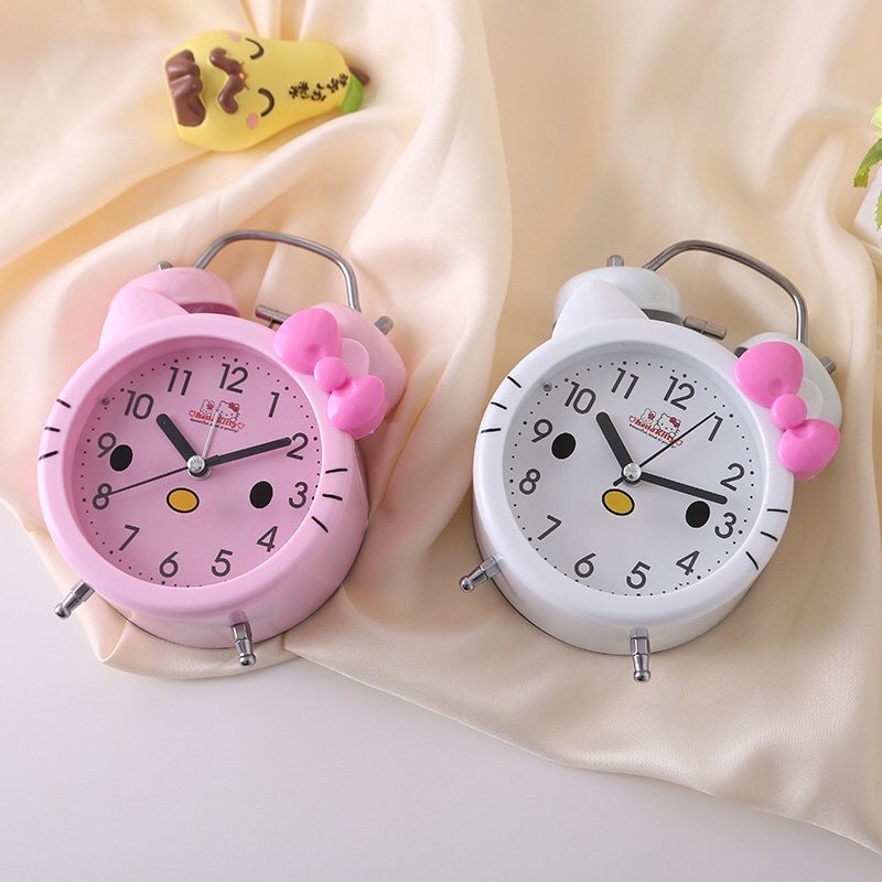 Đồng hồ báo thức chuông sắt kêu to hoạ tiết Hello Kitty xinh xắn