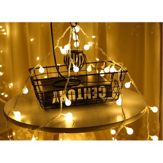 (Free Ship Toàn Quốc) - Đèn Led Bóng Tròn Nhỏ 10m 10 bóng - màu vàng ấm - cắm điện