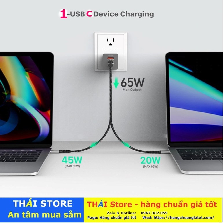 Củ sạc SIÊU nhanh Quick Charge 3.0 Chính hãng Remax, RP-U73, công suất 65W - 01 cổng ra USB, 01 Cổng type C (mã SA22)