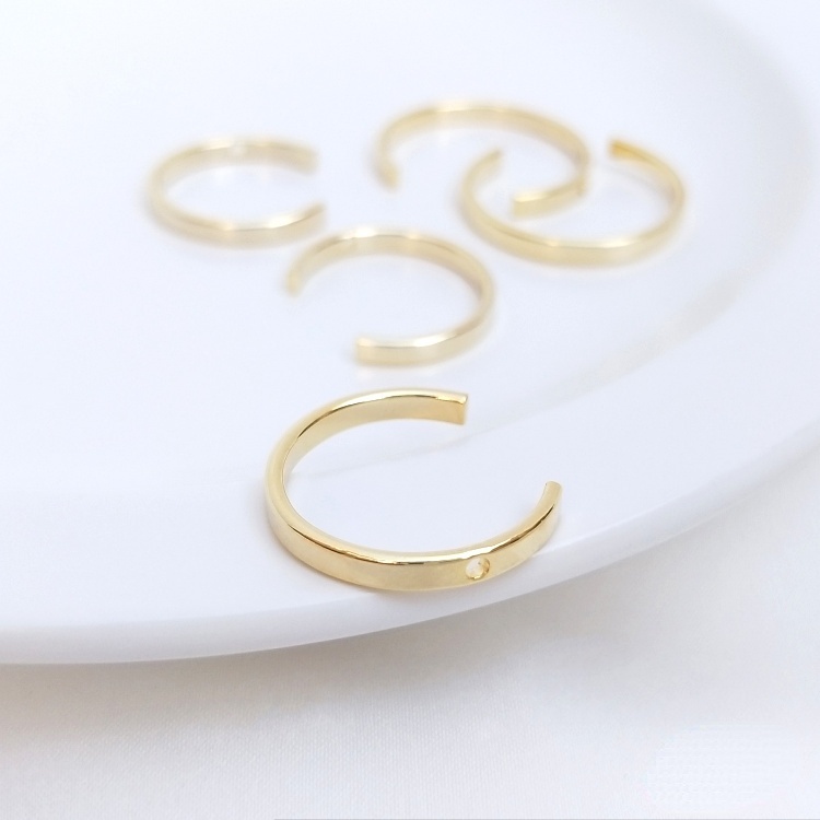 Bộ Vòng Tay/Nhẫn/Dây Chuyền Hình Chữ C 14K Bằng Đồng Màu Vàng Sáng diy