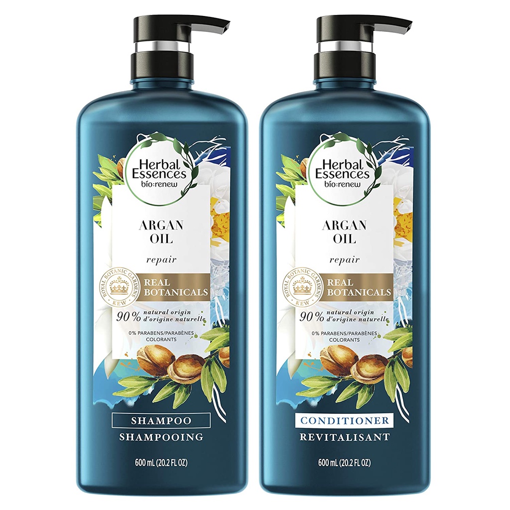 Bộ dầu gội & xả thiên nhiên phục hồi tóc Herbal Essences BioRenew Repairing Argan Oil Of Morocco 600mlx2(Mỹ