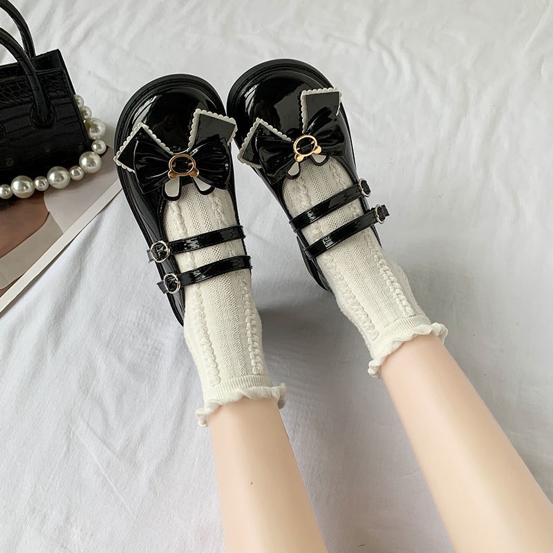 Giày Búp Bê Da Đế Bằng Phong Cách Lolita Nhật Bản 2022 Thời Trang Cho Nữ