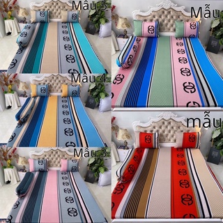 Bộ drap thun hàn quốc hoạ tiết sọc gồm 7 màu
