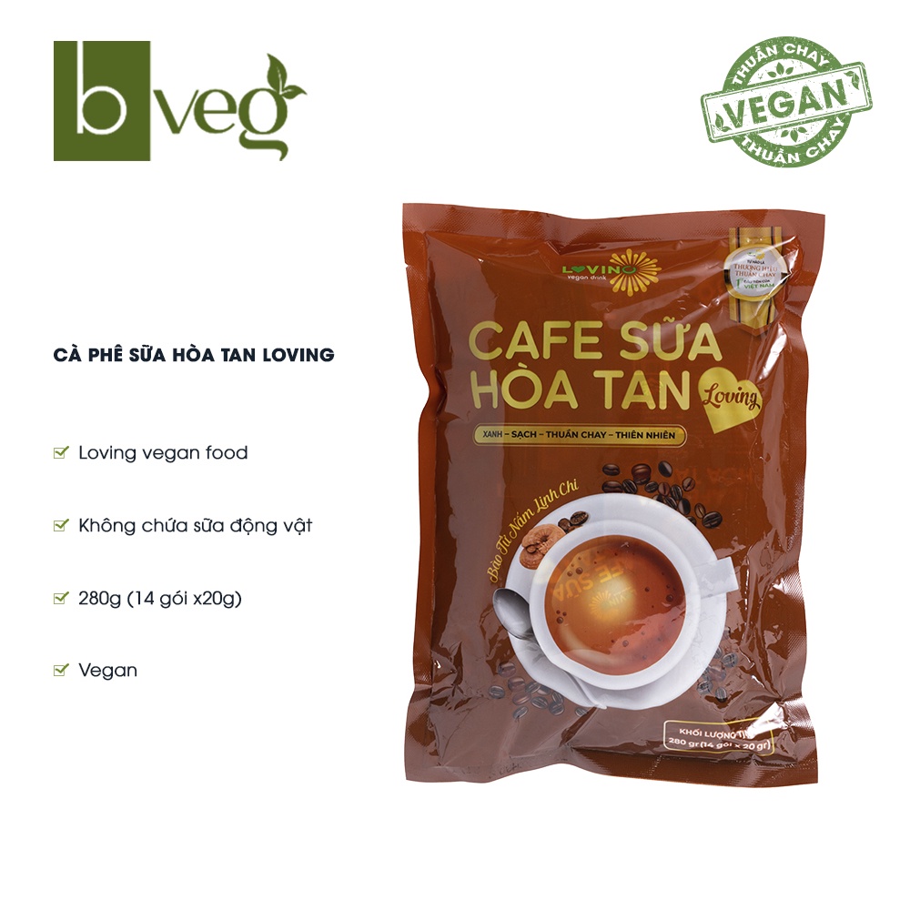 Cà phê sữa thuần chay Loving [vegan instant coffee] chứa bào tử nấm Linh Chi tốt cho sức khỏe | BigBuy360 - bigbuy360.vn