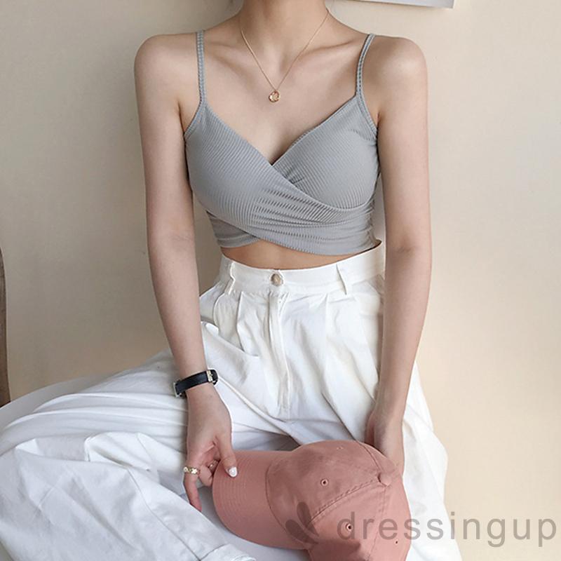 Áo Tank Top Cổ Chữ V Màu Trơn Thời Trang Mùa Hè Dành Cho Nữ