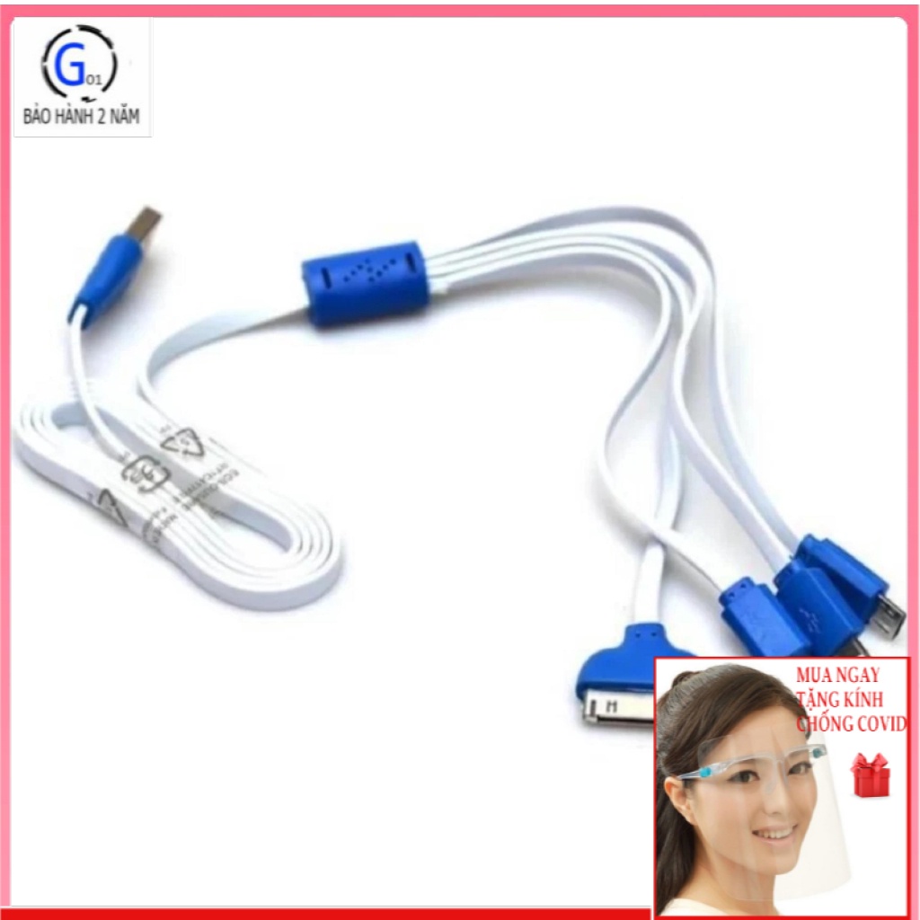 Cáp sạc điện thoại 4 đầu đa năng dài 1m, sài cho mọi dòng điện thoại