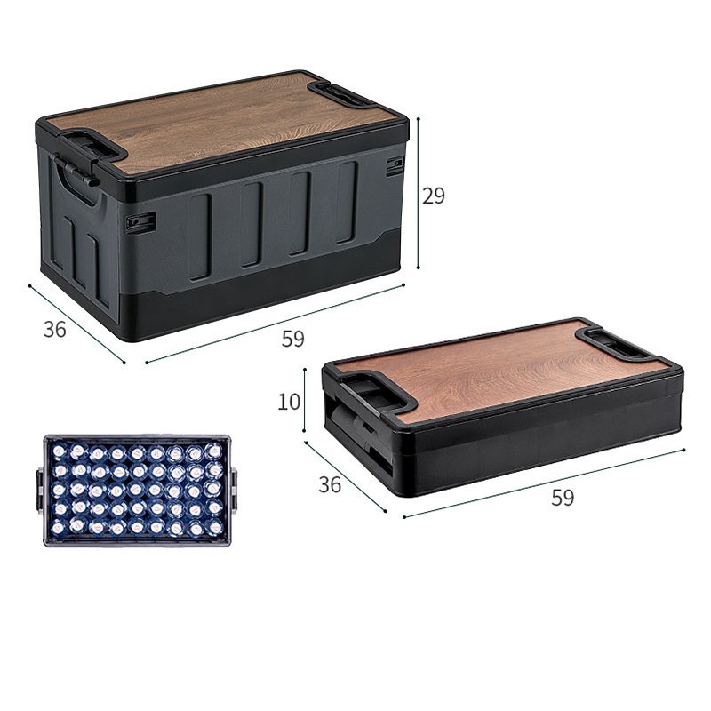Thùng đựng đồ gấp gọn 60 Lít nắp vân gỗ siêu chắc chắn chất liệu cao cấp