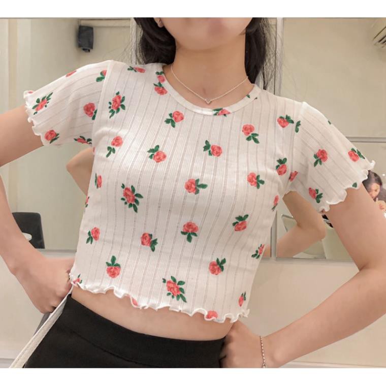 🍓🍓Áo Croptop kiểu in hình họa tiết, nhẹ nhàng nữ tính📷Ảnh thật📷 Đẹp