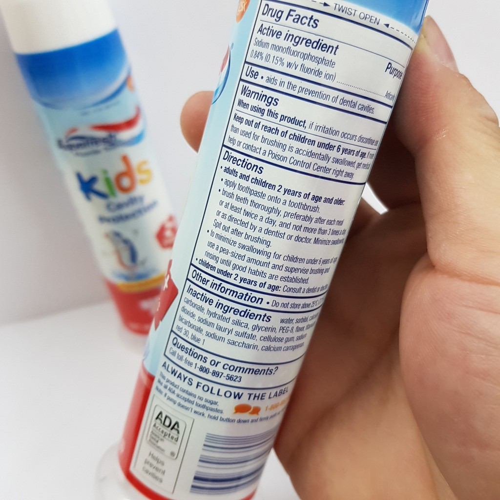 Kem Đánh Răng Aquafresh Kids Cavity Protection Cho Bé Trên 2 Tuổi - Mỹ - 130.4g