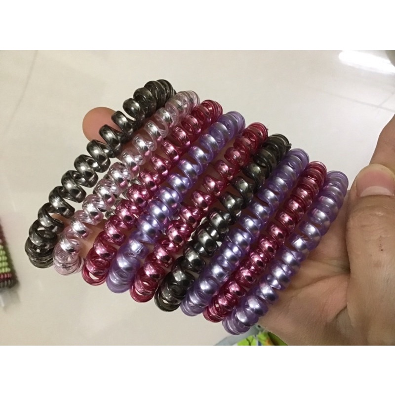 5 Dây buộc tóc lò xo - dây buộc tóc xoắn ánh nhũ loại to đủ màu