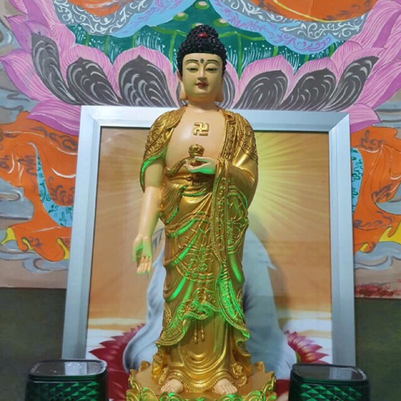 Tượng A Di Đà đứng cao 40cm sơn vàng chất lượng - LHADD40