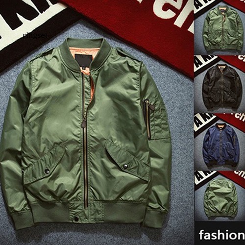 RNSE Men's Winter Autumn Classic Style Zipper Military Air Flight Bomber Jacket Coat