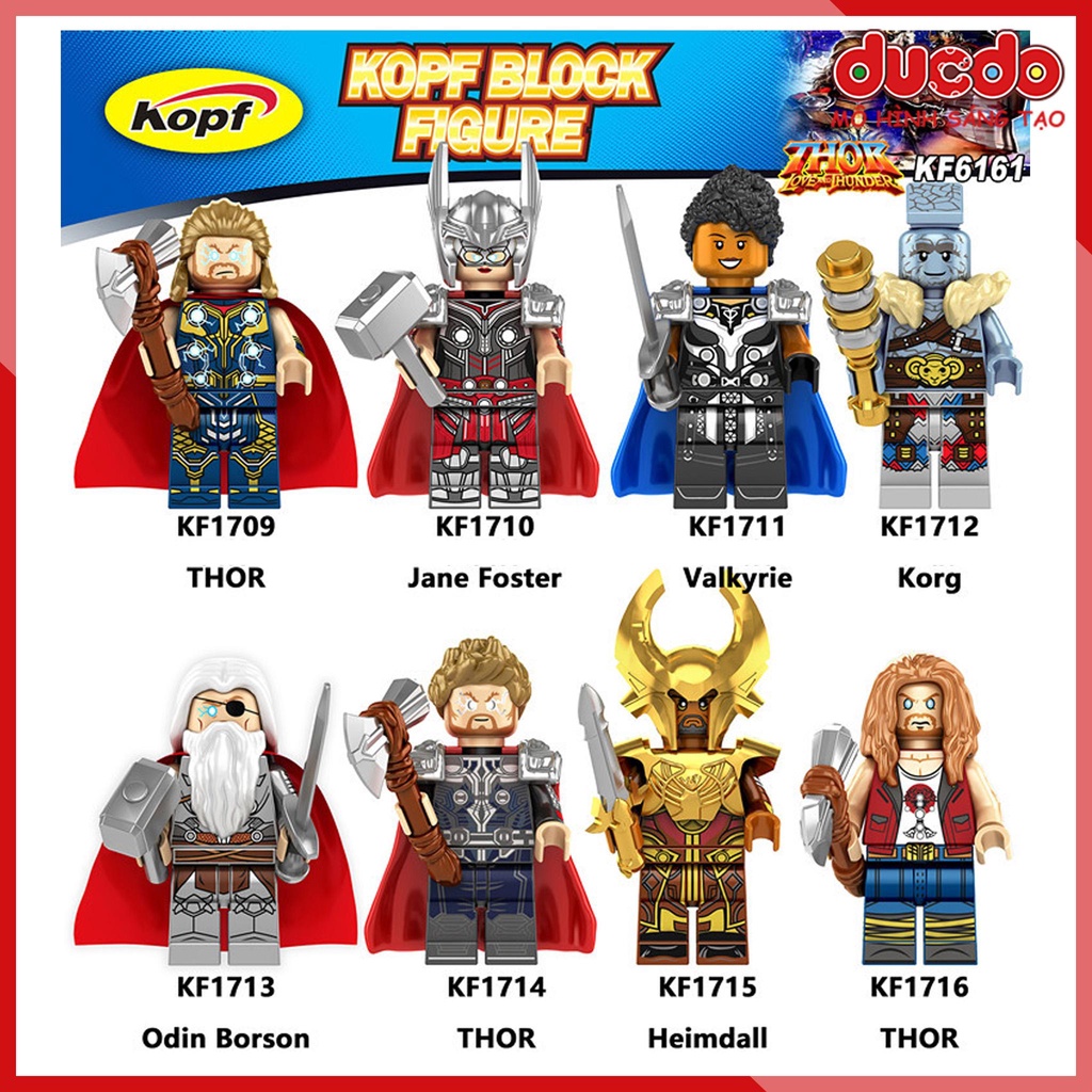 Minifigures nhân vật Thor Love And Thunder - Đồ chơi Lắp ghép Xếp hình Mini Iron Man Mô hình Kopf KF6161