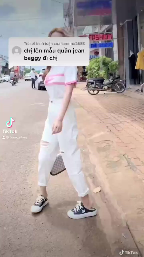 (Kaki - freeship) Quần baggy nữ trắng rách sọc chất kaki jean cao cấp thời trang H.N.M STORE | BigBuy360 - bigbuy360.vn