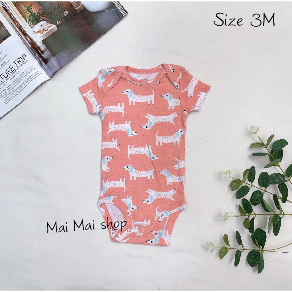 0-3M chọn màu- Gái) Body chip TAY NGẮN xuất dư cổ tròn, cổ đáp chéo cho bé Gái sz 0-3M- Bộ liền thân cho bé