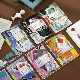 Set 60 sticker hình dán hình chữ nhật retro nhiều họa tiết