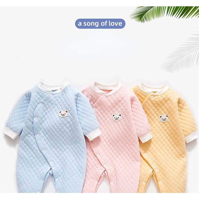 Đồ ngủ liền thân tay dài chất liệu cotton giữ ấm mùa thu đông thời trang cho trẻ em