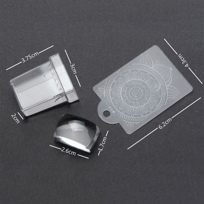 Bộ dụng cụ in móng đầu silicon &amp; miếng gạt