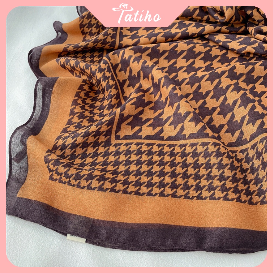 Khăn Choàng Quàng Cổ Lụa Cao Cấp Caro Sang Trọng - Chất Liệu Lanh - 90x190cm - Mã KS006