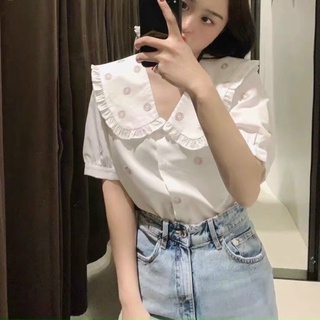 Áo sơmi thêu cổ bèo