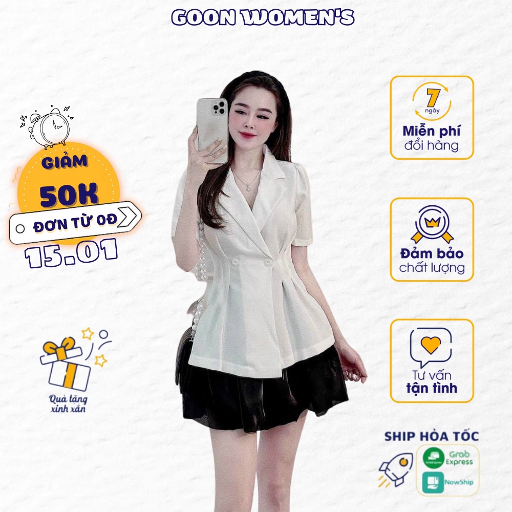 [Hàng Cao Cấp Loại 1 + Ảnh Thật] Bộ Áo Blazer Áo Vest Tay Lỡ Kèm Chân Váy Siêu Dễ Thương Goon Women's - 014