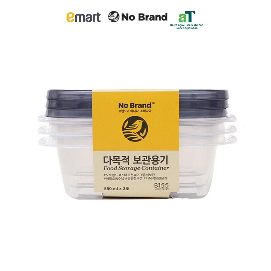 Bộ 3 Hộp Nhựa Bảo Quản Thực Phẩm No Brand 550ml - Emart VN
