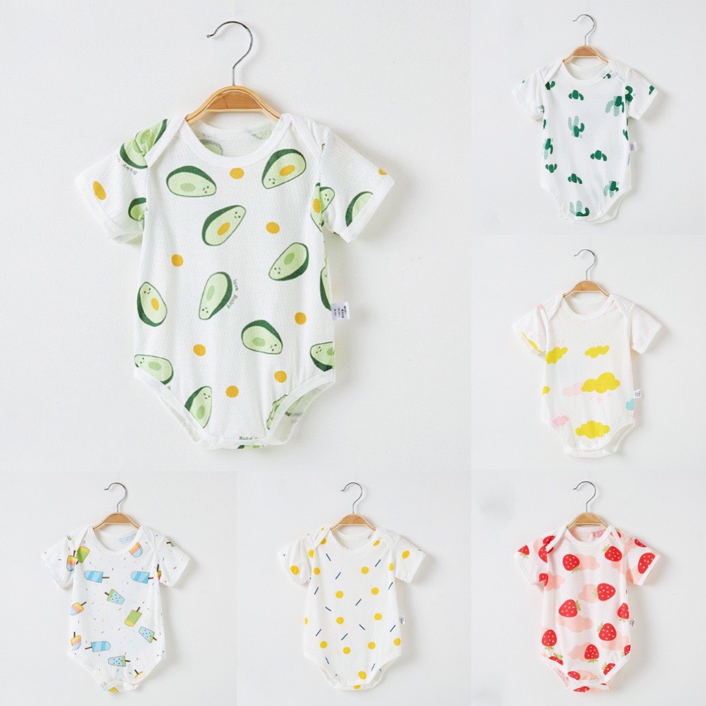 Body chip cộc tay thun lạnh hàng Quảng Châu thông hơi mỏng mát cho bé trai bé gái mặc hè