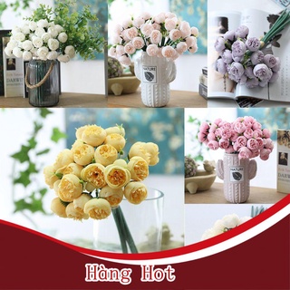 (Mới) Hoa trà vải lụa nhân tạo 27 nụ trang trí nhà ở văn phòng sinh động dễ thương xinh xắn