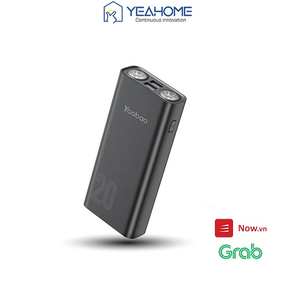 Pin sạc dự phòng Yoobao L20Q 20000mAh tích hợp 2 đèn LED siêu sáng - Hỗ trợ sạc nhanh - Hàng chính hãng