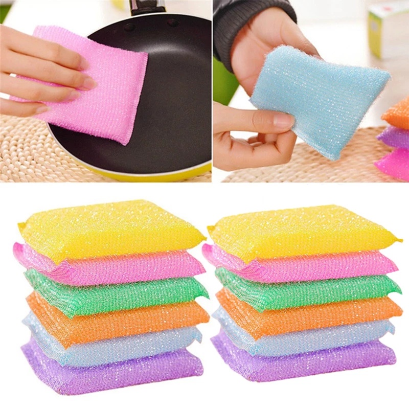 Set 4 Miếng Bọt Biển Rửa Chén Hai Lớp Thấm Hút Tốt Chống Dính Tiện Dụng