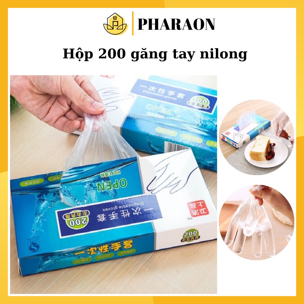 Hộp 200 Chiếc Găng Tay Nilong Siêu Dai Phân Hủy Sinh Học Dùng 1 Lần - PHARAON