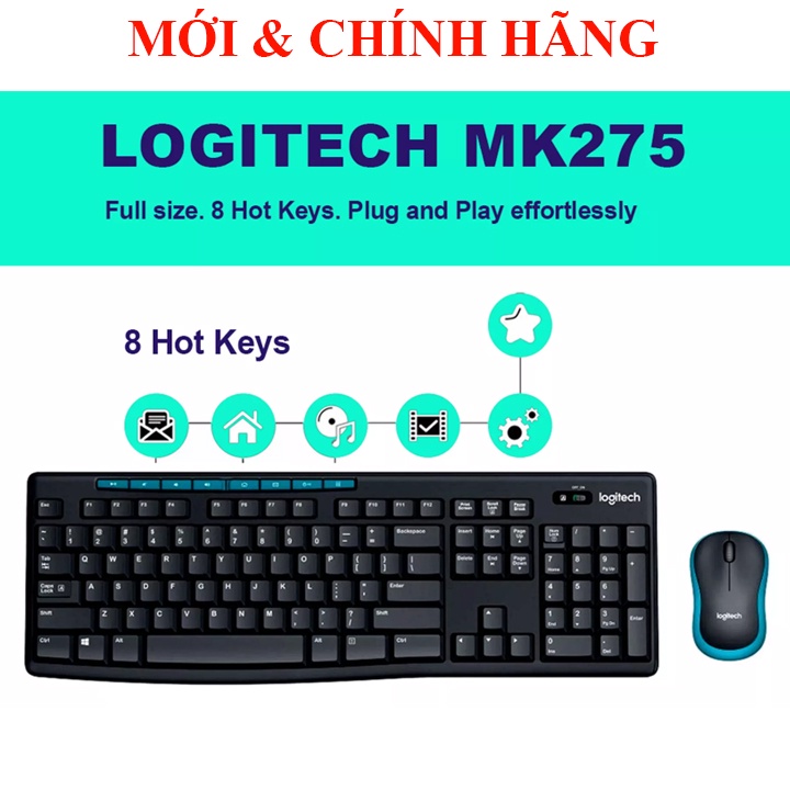 Bộ bàn phím và chuột không dây Logitech MK315, MK275, MK215