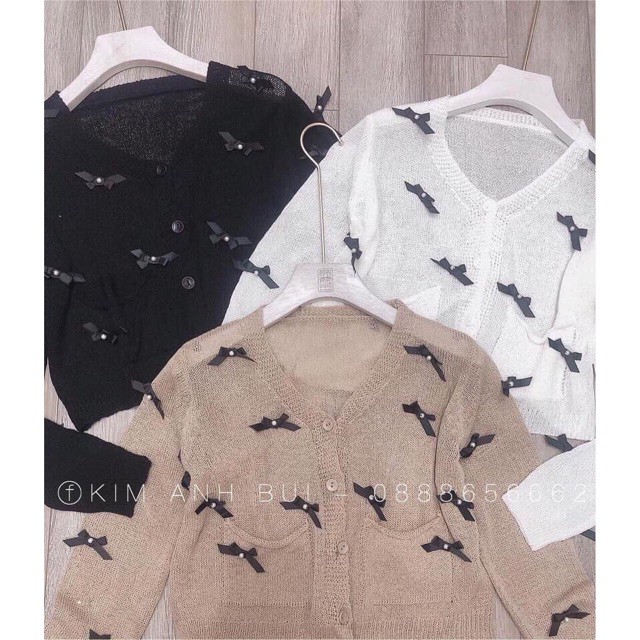 Áo cadigan đính nơ chất đẹp(#493)_Xưởng May Quang Anh