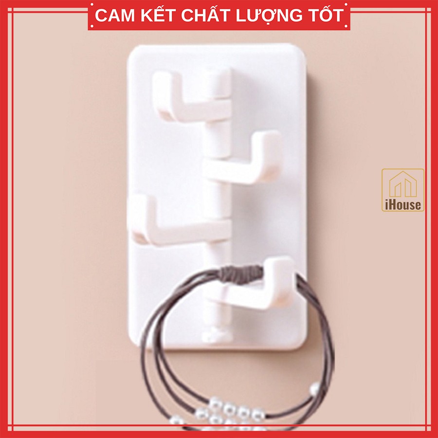 Móc treo đồ dán tường siêu dính siêu chắc đa năng dáng rễ cây 4 nhánh xoay, 4 màu đẹp chịu lực 1.5kg iHouse