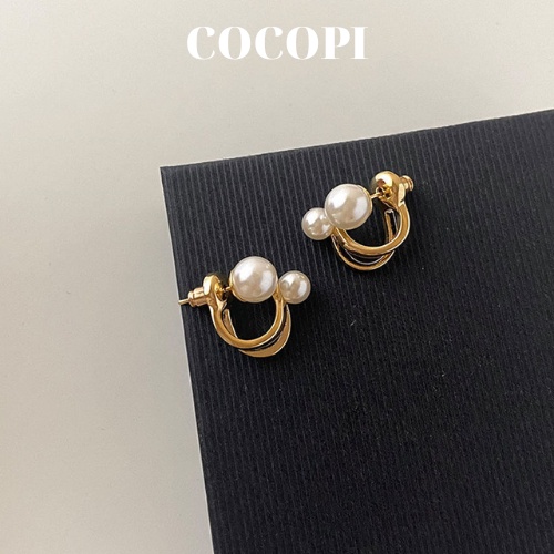 Bông Tai, Khuyên Tai hình xoắn đính ngọc trai nhân tạo COCOPI Accessories - BT059
