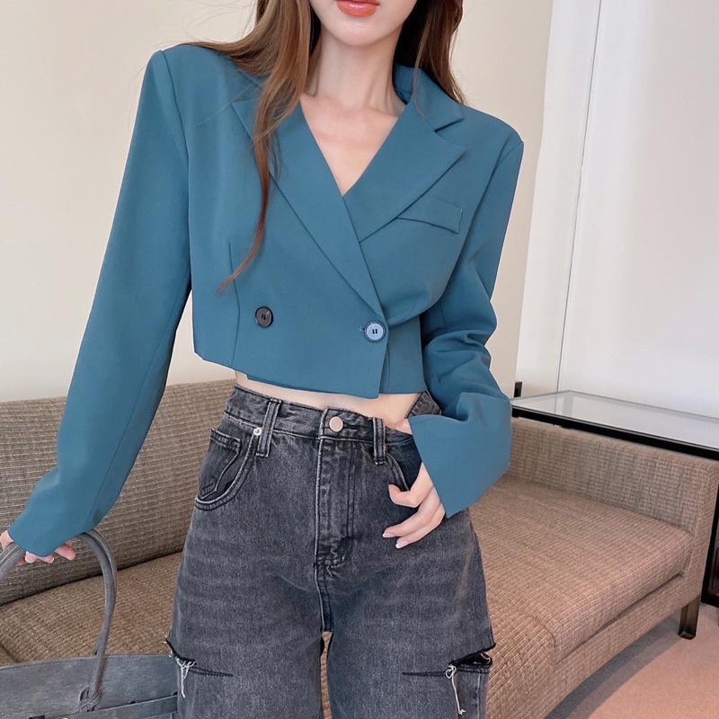 Áo khoác vest croptop dài tay mỏng dáng trendy