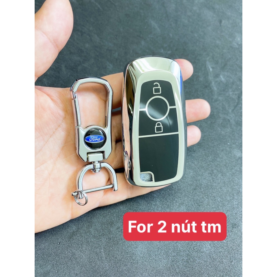 Ốp chìa khóa-bọc chìa khóa TPU Mạ inox xe ô tô Ford Ranger Wildtrak  phiên bàn Smartkey