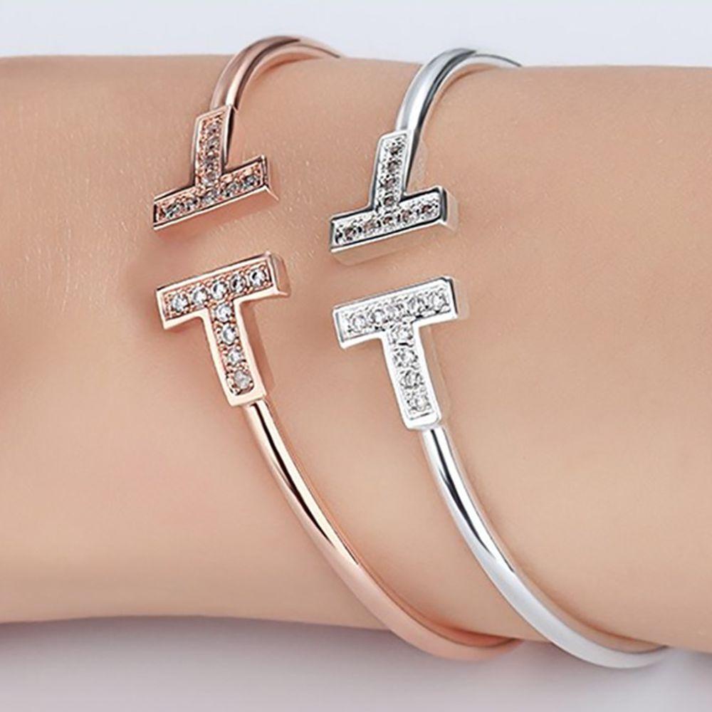 Vòng Đeo Tay Bằng Hợp Kim Thiết Kế Hình Chữ T Phong Cách Hàn Quốc Thời Trang Cho Nữ