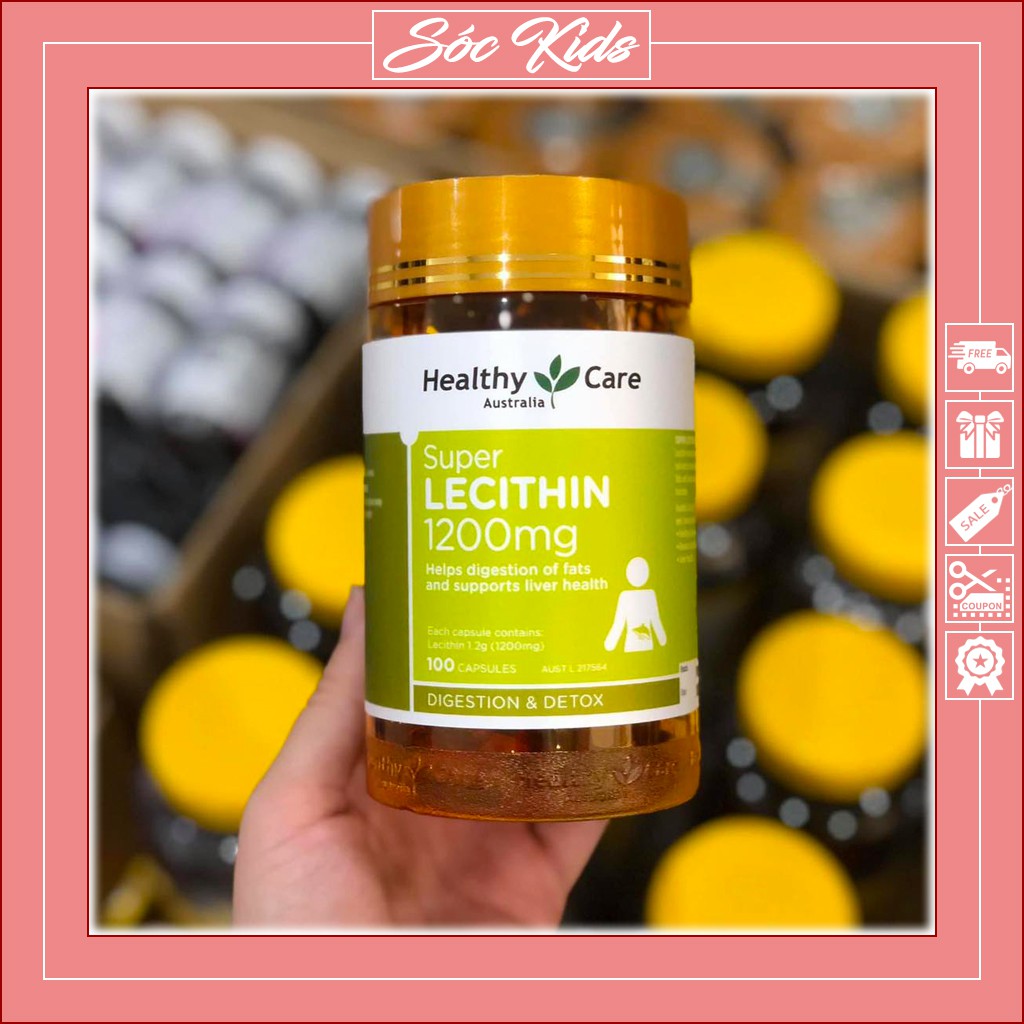 Mầm Đậu Nành Healthy Care Super Lecithin 1200mg Tăng Vòng 1 - CHUẨN ÚC | DATE 2024 | MẪU MỚI | 100 VIÊN | SÓC KIDS