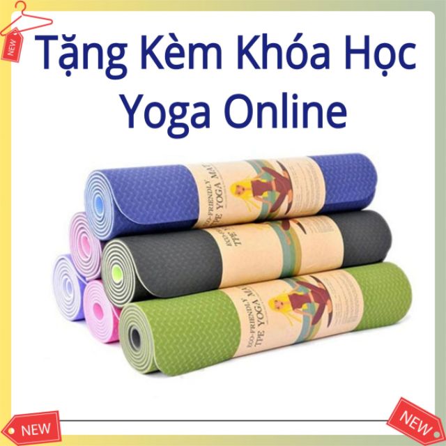 ✅ THẢM TẬP YOGA, GYM TPE 🔴FREESHIP🔴 Cao cấp 2 lớp, Độ bám tốt, Không thấm mồ hôi, dày 6MM